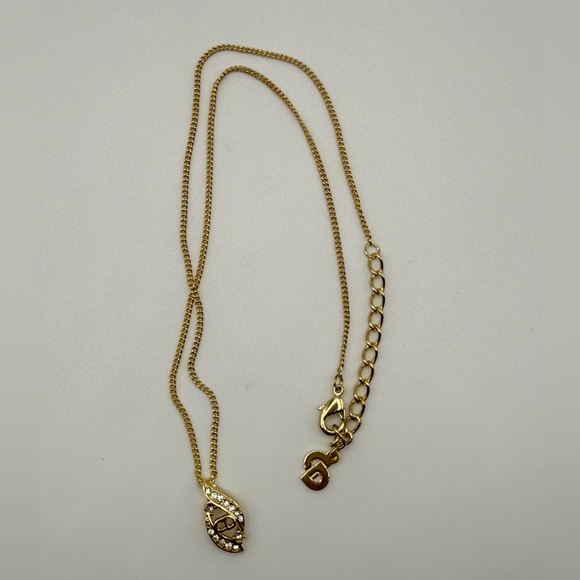 Christian Dior Gold Tone Rhinestone CD Pendant Necklace with COA - Picture 1 of 6